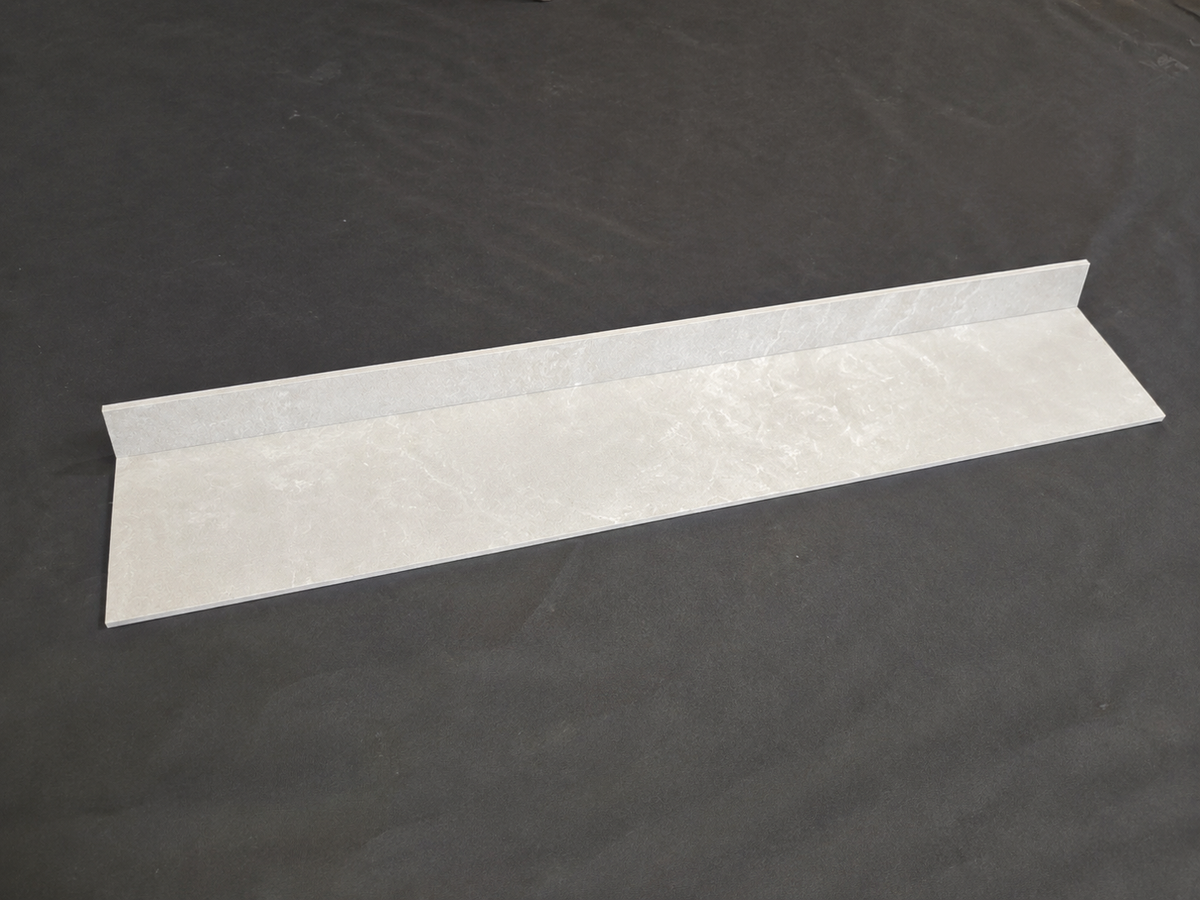 Acrylic Stone Compact Upstand - Light Grey with White Accents