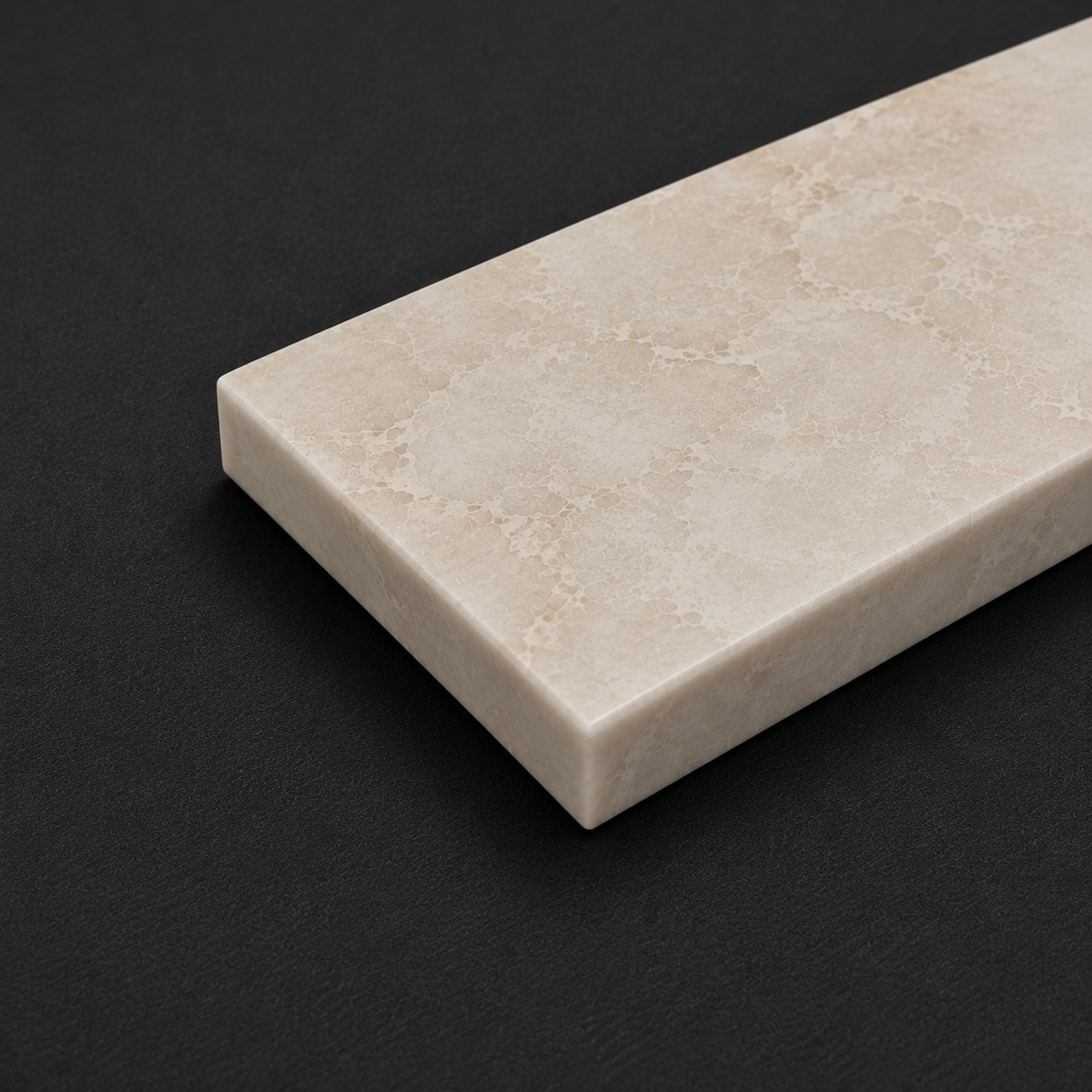Acrylic Stone Compact Upstand - White and Grey with Brown Accents