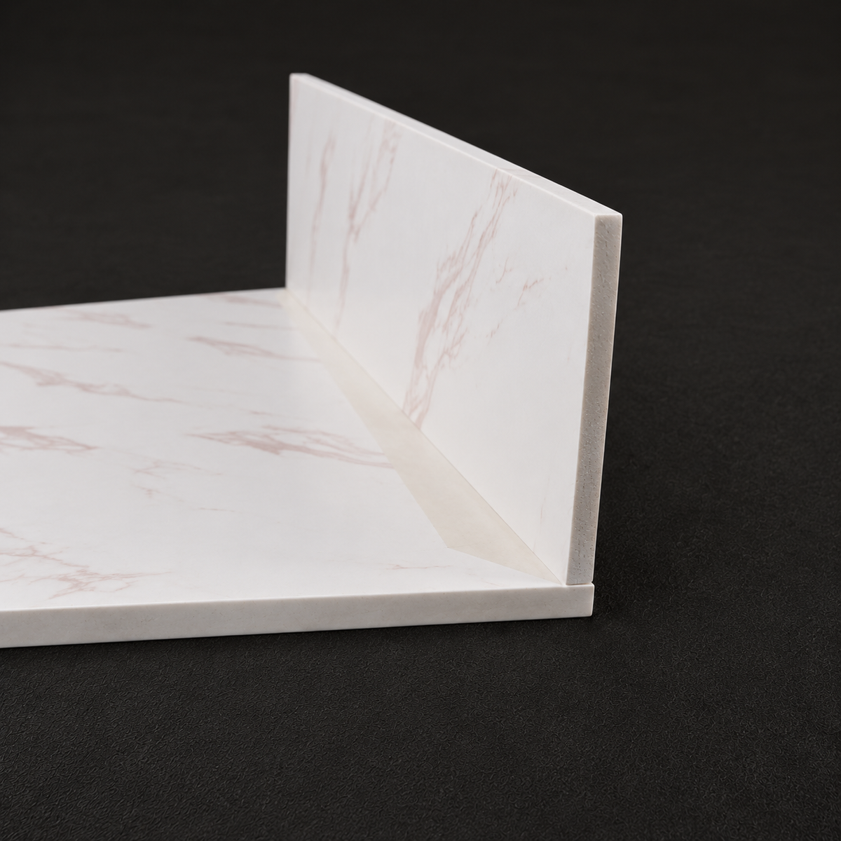 Acrylic Stone Compact Upstand - Egg White with Pink Details